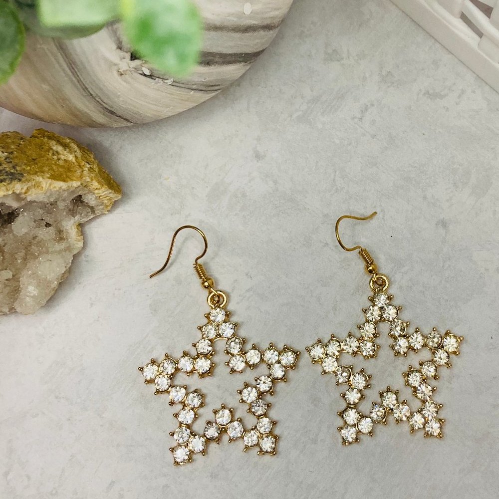 Gold Star crystal statement earrings